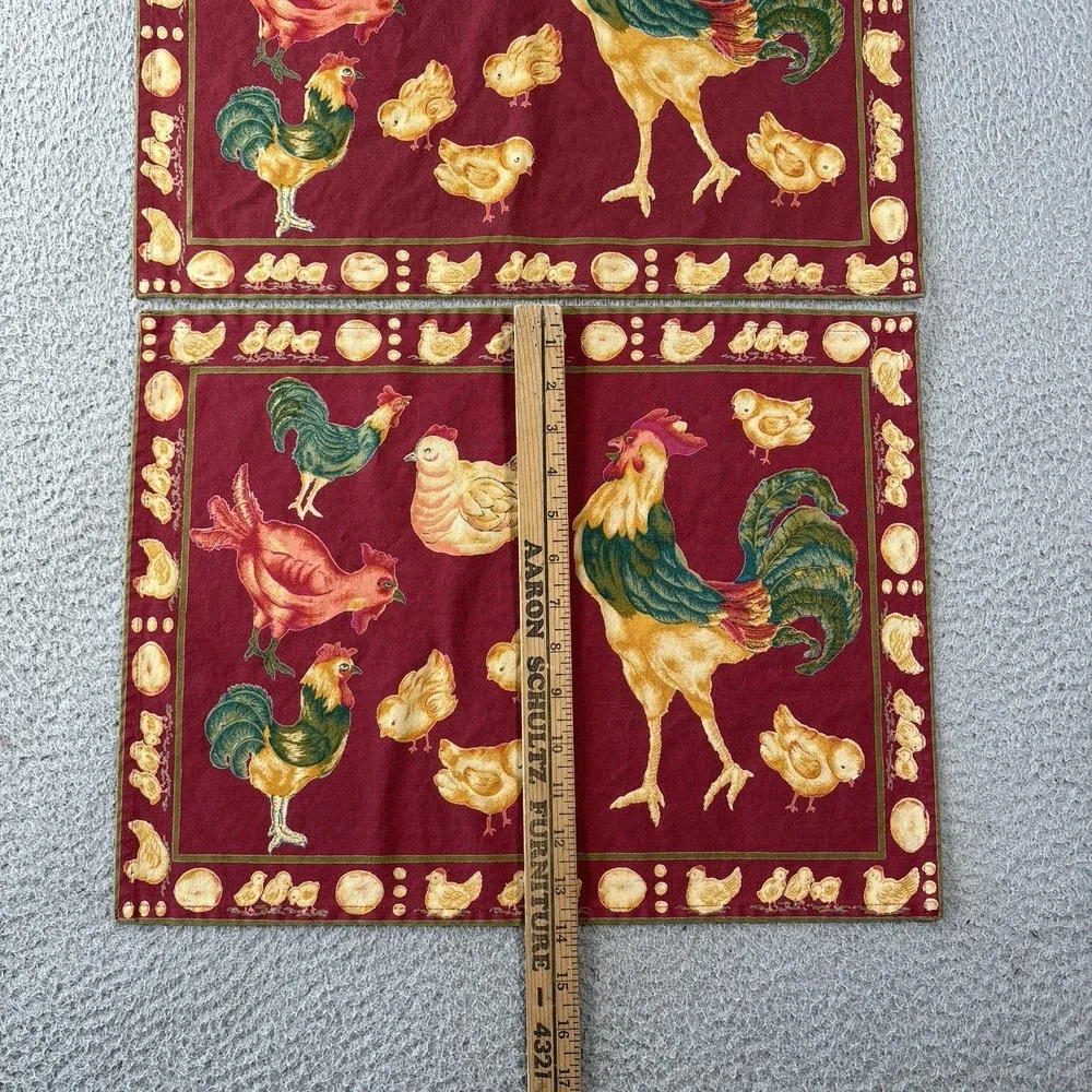 Vintage April Cornell Rooster & Hen Placemats Set of 2